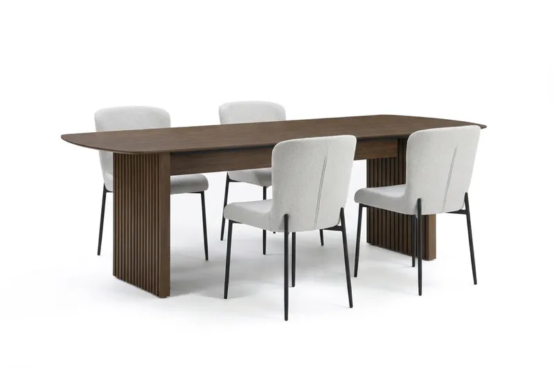 Richeto Ruokailuryhmä Savutammi 180 cm ja 4 Elsie Ruokatuolia - Savutammi/Valkoinen - Huonekalut - Pöytä & ruokailuryhmä - Ruokailuryhmä