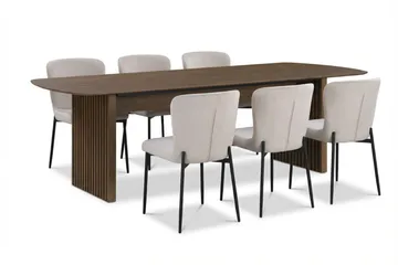 Richeto Ruokailuryhmä Savutammi 210 cm ja 6 Elsie Ruokatuolia