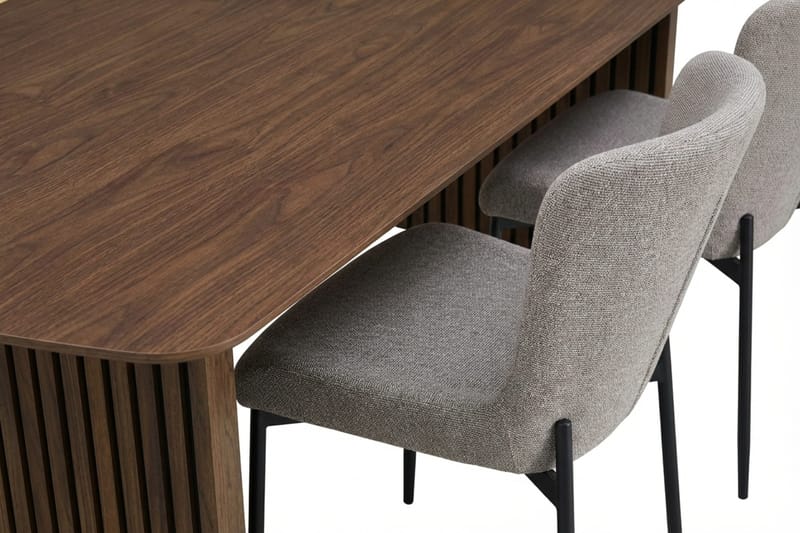 Richeto Ruokailuryhmä Savutammi 210 cm ja 6 Elsie Ruokatuolia - Savutammi/Vaaleanharmaa - Huonekalut - Pöytä & ruokailuryhmä - Ruokailuryhmä