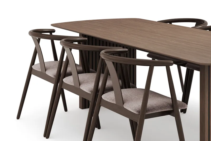 Richeto Ruokailuryhmä Savutammi 240 cm ja 6 Cytie Käsinojallista Tuolia - Savustettu tammi - Huonekalut - Pöytä & ruokailuryhmä - Ruokailuryhmä