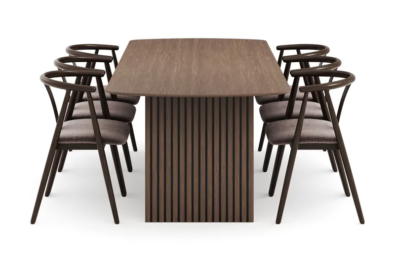 Richeto Ruokailuryhmä Savutammi 240 cm ja 6 Cytie Käsinojallista Tuolia - Savustettu tammi - Huonekalut - Pöytä & ruokailuryhmä - Ruokailuryhmä