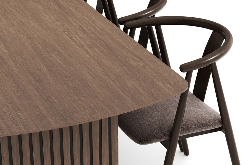 Richeto Ruokailuryhmä Savutammi 240 cm ja 6 Cytie Käsinojallista Tuolia - Savustettu tammi - Huonekalut - Pöytä & ruokailuryhmä - Ruokailuryhmä