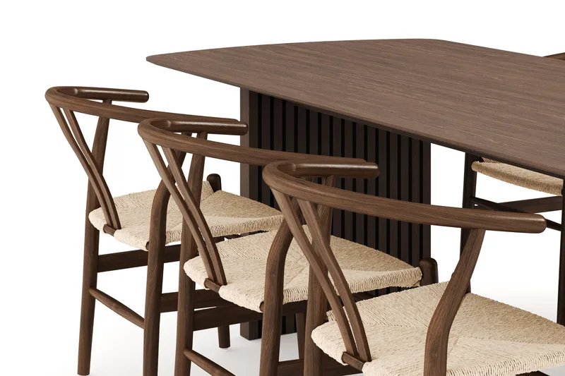 Richeto Ruokailuryhmä Savutammi 240 cm ja 6 Dastoori Tuolia - Savustettu tammi - Huonekalut - Pöytä & ruokailuryhmä - Ruokailuryhmä