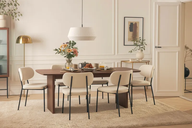 Richeto Ruokailuryhmä Savutammi 240 cm ja 6 Gemmiano Tuolia - Savustettu tammi - Huonekalut - Pöytä & ruokailuryhmä - Ruokailuryhmä