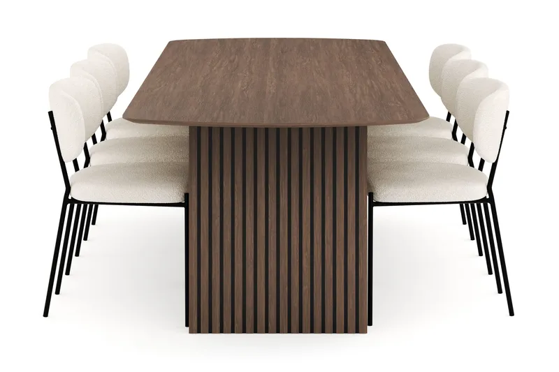 Richeto Ruokailuryhmä Savutammi 240 cm ja 6 Gemmiano Tuolia - Savustettu tammi - Huonekalut - Pöytä & ruokailuryhmä - Ruokailuryhmä