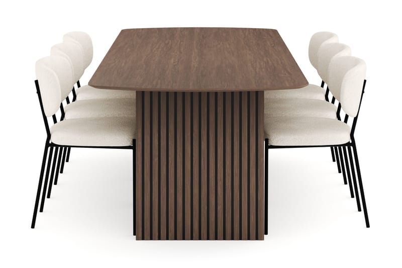 Richeto Ruokailuryhmä Savutammi 240 cm ja 6 Gemmiano Tuolia - Savustettu tammi - Huonekalut - Pöytä & ruokailuryhmä - Ruokailuryhmä