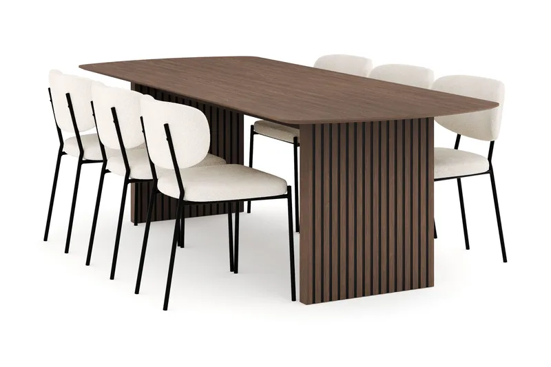 Richeto Ruokailuryhmä Savutammi 240 cm ja 6 Gemmiano Tuolia, Savustettu tammi