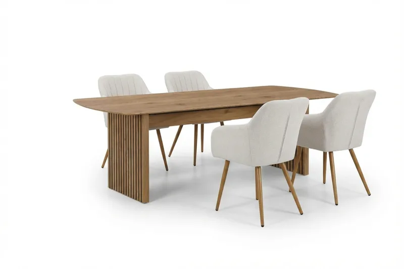 Richeto Ruokailuryhmä Tammi 180 cm 6 Filippa ruokatuolia, Tammi/Valkoinen