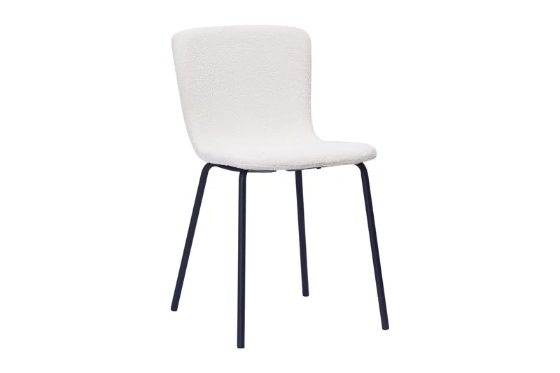 Richeto Ruokapöytä 180 cm 6 Katy Ruokatuolilla - Luonnollinen viimeistely / Valkoinen Bouclé / Metallijalat Musta - Huonekalut - Pöytä & ruokailuryhmä - Ruokailuryhmä