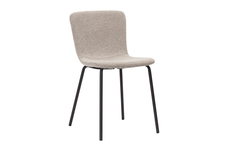 Richeto-ruokapöytä 180 cm ja 6 Katy-ruokatuolia - Luonnollinen viimeistely / Greige-bouclé / Metallijalat musta - Huonekalut - Pöytä & ruokailuryhmä - Ruokailuryhmä