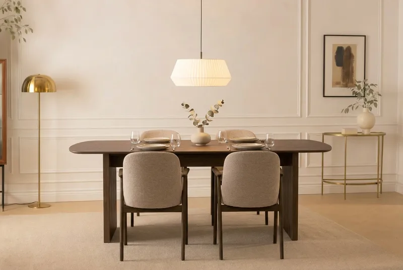 Richeto Ruokapöytä 180 cm Savutammi 4 Reciclar Ruokatuolilla - Savutammi/Greige - Huonekalut - Pöytä & ruokailuryhmä - Ruokailuryhmä