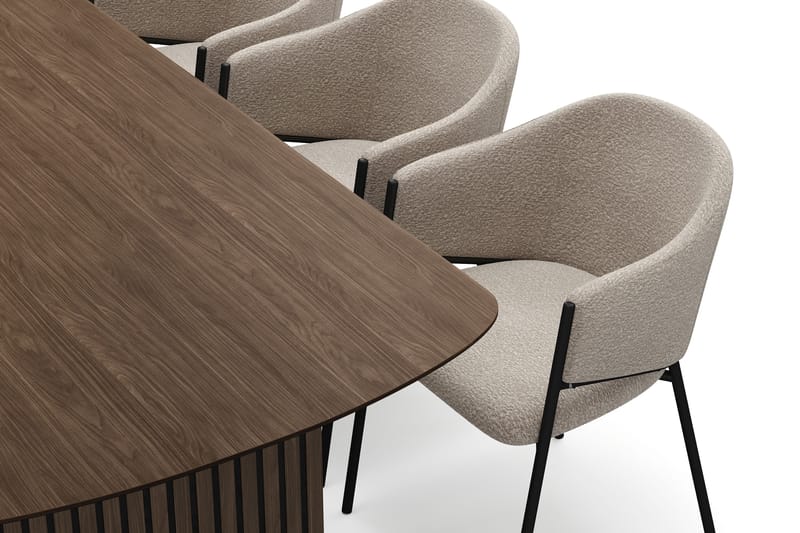 Richeto Ruokapöytä 210 cm 6 Filip Ruokatuolilla - Savutammi / Taupe Bouclé - Huonekalut - Pöytä & ruokailuryhmä - Ruokailuryhmä
