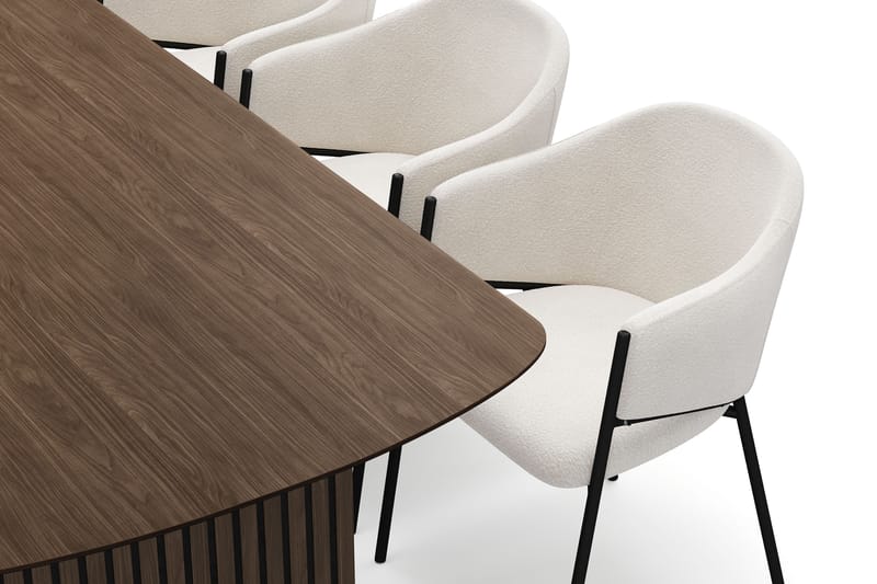 Richeto Ruokapöytä 210 cm 6 Filip Ruokatuolilla - Savutammi / Valkoinen Bouclé - Huonekalut - Pöytä & ruokailuryhmä - Ruokailuryhmä