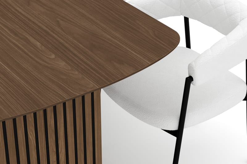 Richeto Ruokapöytä 210 cm ja 6 Velma Ruokatuolia - Savutammi / Valkoinen Bouclé - Huonekalut - Pöytä & ruokailuryhmä - Ruokailuryhmä