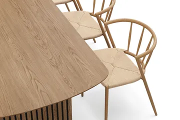 Richeto-ruokapöytä 210 cm ja 6 Winston-ruokatuolia - Luonnollinen viimeistely / Beige / Metallijalat tammi - Huonekalut - Pöytä & ruokailuryhmä - Ruokailuryhmä