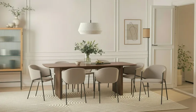 Richeto Ruokapöytä 240 cm 8 Filip Ruokatuolilla - Savutammi / Taupe Bouclé - Huonekalut - Pöytä & ruokailuryhmä - Ruokailuryhmä