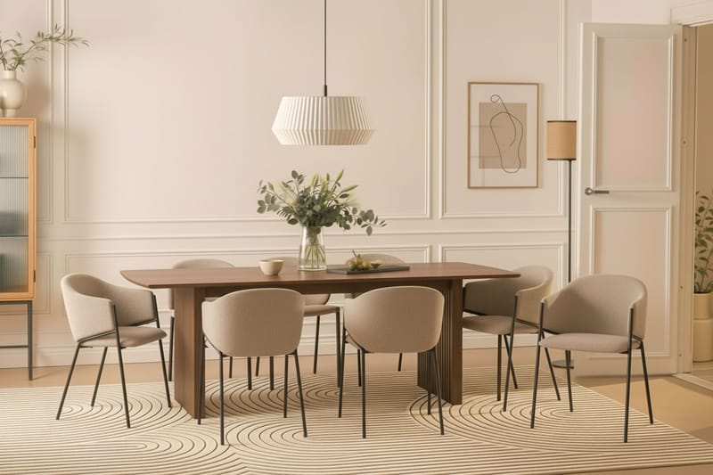 Richeto Ruokapöytä 240 cm 8 Filip Ruokatuolilla - Savutammi / Taupe Bouclé - Huonekalut - Pöytä & ruokailuryhmä - Ruokailuryhmä