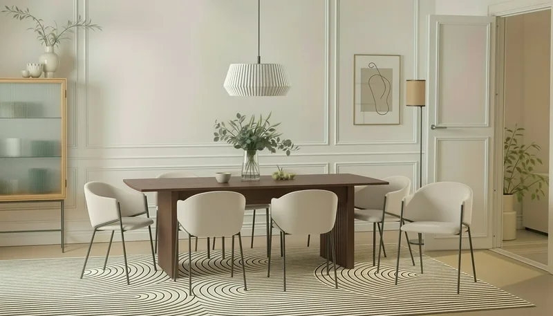 Richeto Ruokapöytä 240 cm 8 Filip Ruokatuolilla - Savutammi / Valkoinen Bouclé - Huonekalut - Pöytä & ruokailuryhmä - Ruokailuryhmä