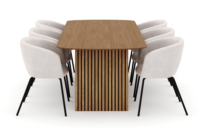 Richeto Ruokapöytä 240 cm ja 6 Berit Tuolia - Luonnonväri - Huonekalut - Pöytä & ruokailuryhmä - Ruokailuryhmä