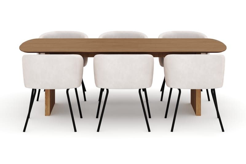 Richeto Ruokapöytä 240 cm ja 6 Berit Tuolia - Luonnonväri - Huonekalut - Pöytä & ruokailuryhmä - Ruokailuryhmä