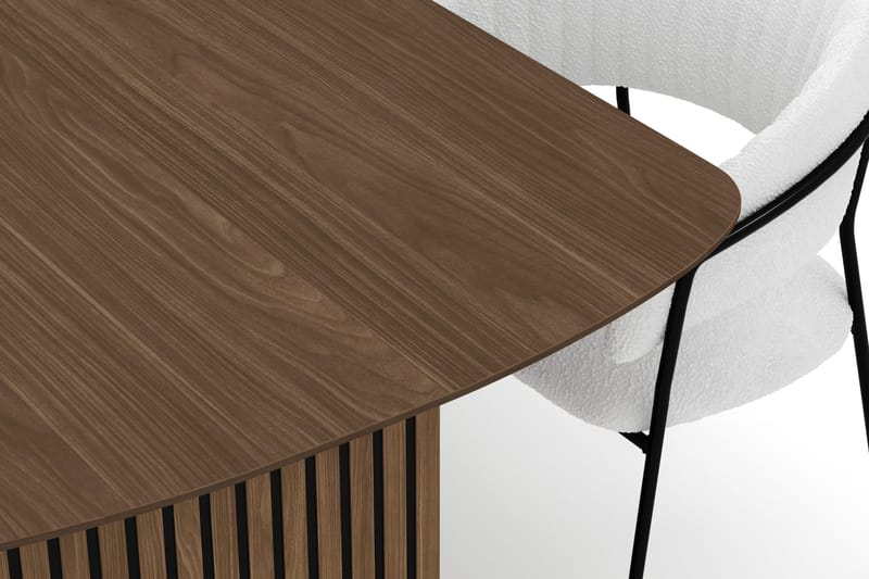 Richeto Ruokapöytä 240 cm ja 6 Karol Ruokatuolia - Savutammi / Valkoinen Bouclé - Huonekalut - Pöytä & ruokailuryhmä - Ruokailuryhmä