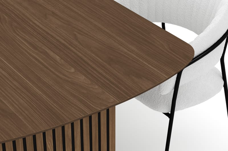 Richeto Ruokapöytä 240 cm ja 6 Karol Ruokatuolia - Savutammi / Valkoinen Bouclé - Huonekalut - Pöytä & ruokailuryhmä - Ruokailuryhmä