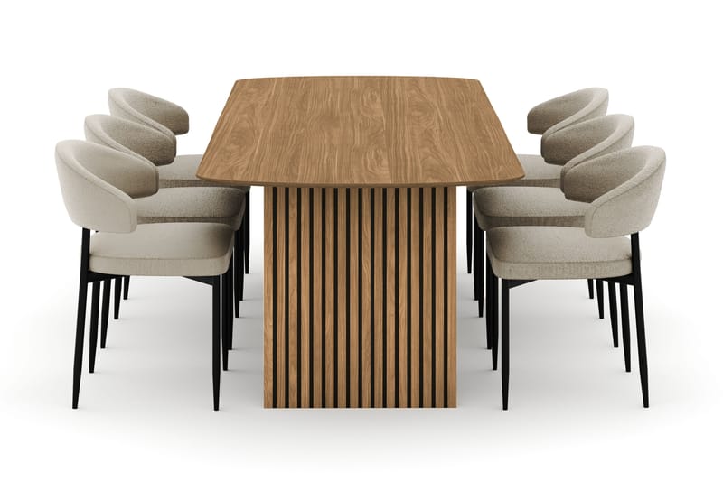 Richeto Ruokapöytä 240 cm ja 6 Sawako Tuolia - Luonnonväri - Huonekalut - Pöytä & ruokailuryhmä - Ruokailuryhmä