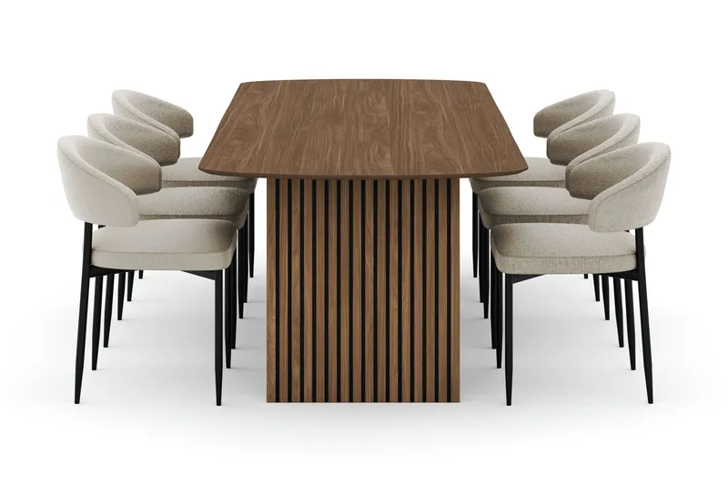 Richeto Ruokapöytä 240 cm ja 6 Sawako Tuolia - Tammi - Huonekalut - Pöytä & ruokailuryhmä - Ruokailuryhmä