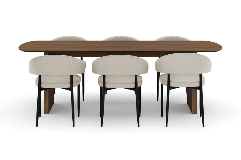 Richeto Ruokapöytä 240 cm ja 6 Sawako Tuolia - Tammi - Huonekalut - Pöytä & ruokailuryhmä - Ruokailuryhmä