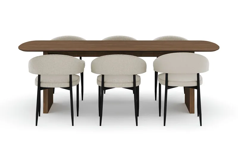 Richeto Ruokapöytä 240 cm ja 6 Sawako Tuolia - Tammi - Huonekalut - Pöytä & ruokailuryhmä - Ruokailuryhmä