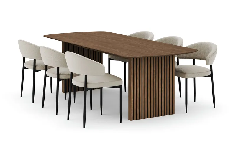Richeto Ruokapöytä 240 cm ja 6 Sawako Tuolia, Tammi