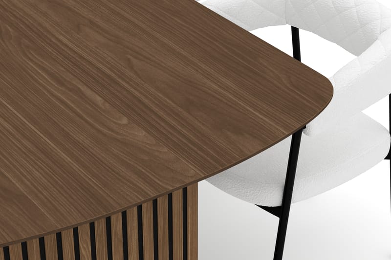 Richeto Ruokapöytä 240 cm ja 6 Velma Ruokatuolia - Savutammi / Valkoinen Bouclé - Huonekalut - Pöytä & ruokailuryhmä - Ruokailuryhmä