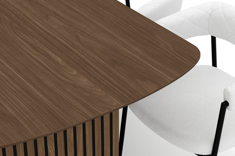 Richeto Ruokapöytä 240 cm ja 8 Velma Ruokatuolia - Savutammi / Valkoinen Bouclé - Huonekalut - Pöytä & ruokailuryhmä - Ruokailuryhmä