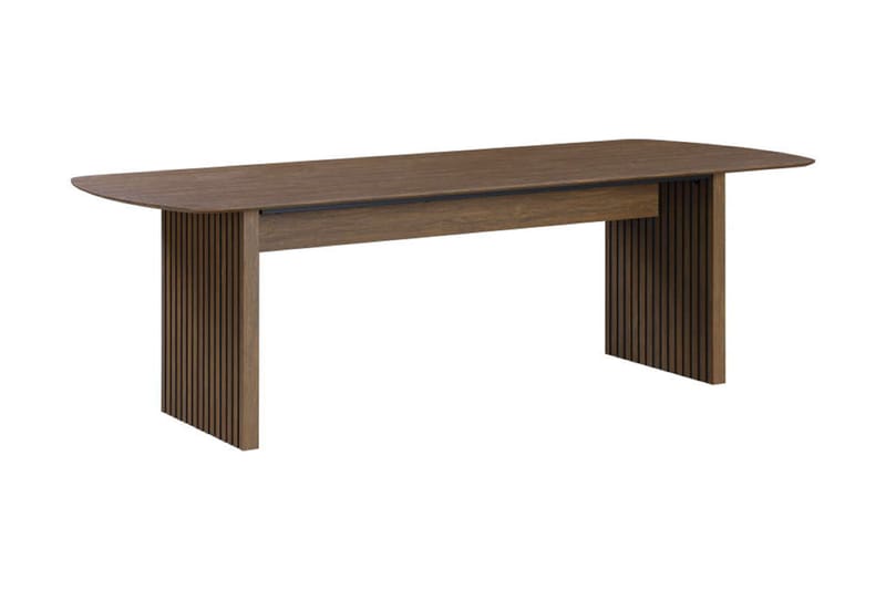 Richeto Ruokapöytä Savutammi 210 cm pähkinä + 8 kpl Naira tuoli beige pähkinäjaloilla - Ruskea/Beige - Huonekalut - Pöytä & ruokailuryhmä - Ruokailuryhmä