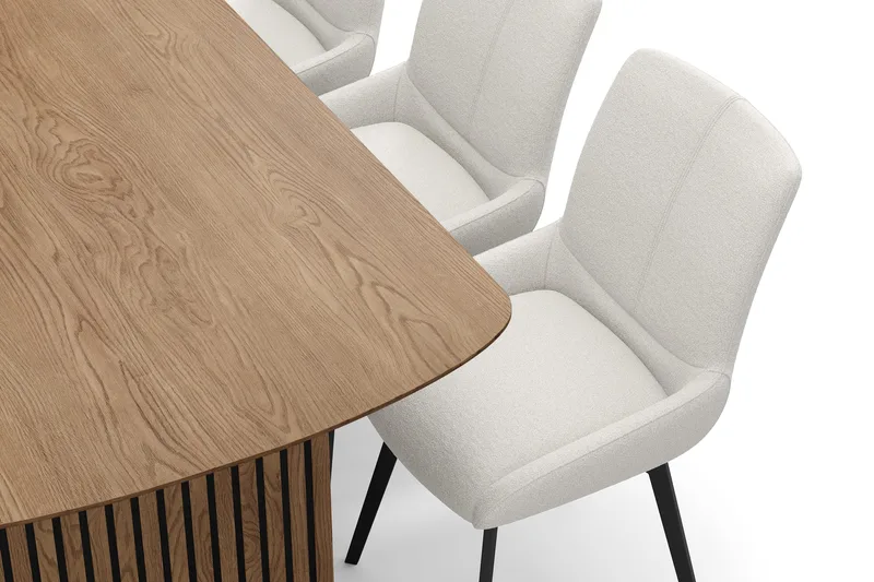 Richeto Ruokaryhmä 180 cm, 6 Mora Pyörivää tuolia - Luonnollinen viimeistely/Vaaleabeige - Huonekalut - Pöytä & ruokailuryhmä - Ruokailuryhmä