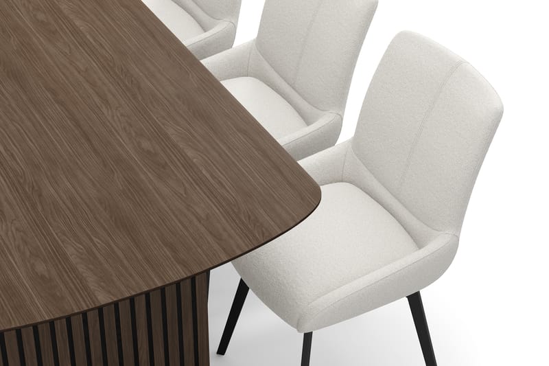 Richeto Ruokaryhmä 180 cm, 6 Mora Pyörivää tuolia - Savutammi/Vaaleabeige - Huonekalut - Pöytä & ruokailuryhmä - Ruokailuryhmä