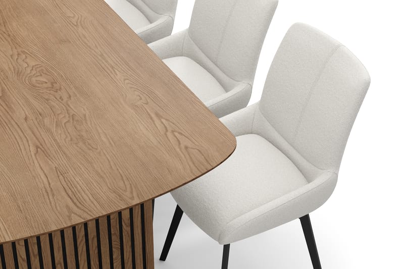 Richeto Ruokaryhmä 180 cm, 6 Mora Pyörivää tuolia - Luonnollinen viimeistely/Vaaleabeige - Huonekalut - Pöytä & ruokailuryhmä - Ruokailuryhmä