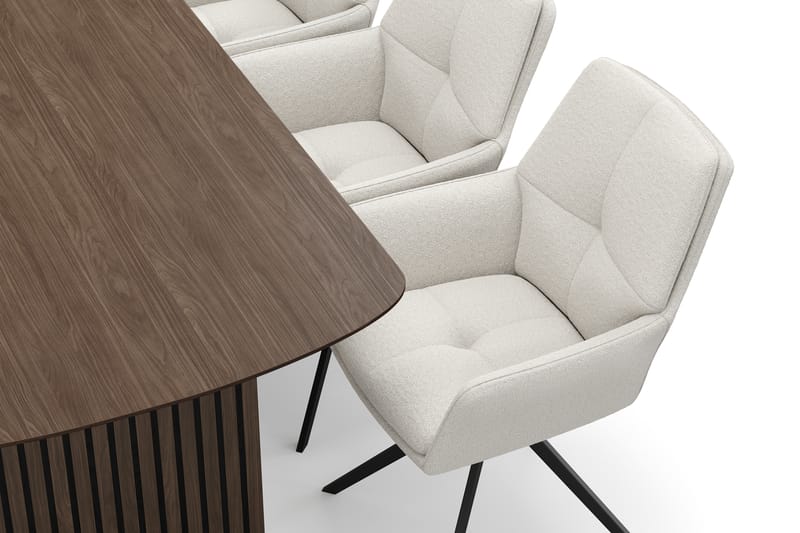 Richeto Ruokaryhmä 180 cm, 6 Torsby Pyörivää tuolia - Savutammi/Vaaleabeige - Huonekalut - Pöytä & ruokailuryhmä - Ruokailuryhmä