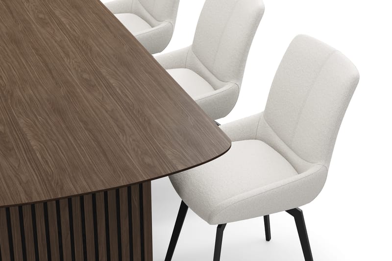 Richeto Ruokaryhmä 240 cm, 6 Mora Pyörivää tuolia - Savutammi/Vaaleabeige - Huonekalut - Pöytä & ruokailuryhmä - Ruokailuryhmä