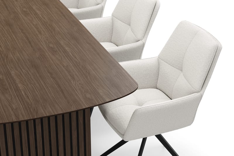 Richeto Ruokaryhmä Savutammi 210 cm, 6 Torsby Pyörivää tuolia - Savutammi/Vaaleabeige - Huonekalut - Pöytä & ruokailuryhmä - Ruokailuryhmä