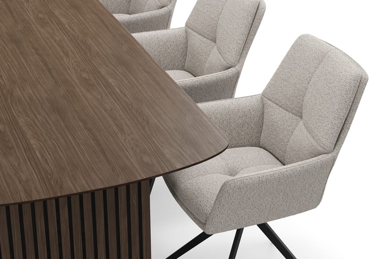 Richeto Ruokaryhmä Savutammi 210 cm, 6 Torsby Pyörivää tuolia - Savutammi/Tummabeige - Huonekalut - Pöytä & ruokailuryhmä - Ruokailuryhmä