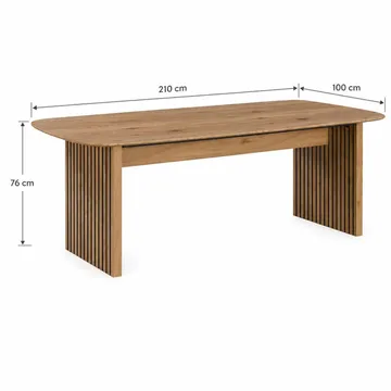 Richeto Uurrettu Ruokapöytä 210x100 cm Puu- ja Tammijäljitelmällä - Luonnonvärinen - Huonekalut - Pöytä & ruokailuryhmä - Ruokapöydät & keittiön pöydät