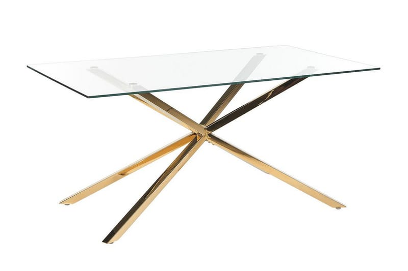 Rimbey Ruokapöytä 90x160 cm, Läpinäkyvä/Kulta