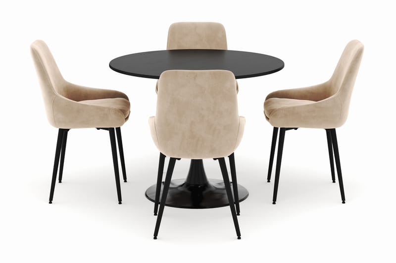 Ringstad Pyöreä Ruokailuryhmä 100cm 4 Alsarp Ruokatuolilla - Musta - Huonekalut - Pöytä & ruokailuryhmä - Ruokailuryhmä