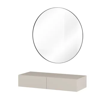 Ripustettava meikkipöytä Jukon S, 2 laatikkoa + peili Ø80 cm - Huonekalut - Pöytä & ruokailuryhmä - Meikki- & kampauspöydät
