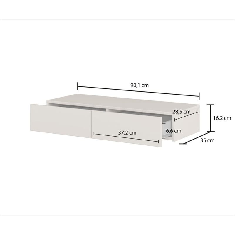 Ripustettava peilipöytä Jukon S kahdella laatikolla - Huonekalut - Pöytä & ruokailuryhmä - Meikki- & kampauspöydät