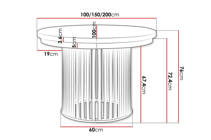 Rivale Ruokapöytä 100 cm, pyöreä - Valkoinen/Musta - Huonekalut - Pöytä & ruokailuryhmä - Ruokapöydät & keittiön pöydät