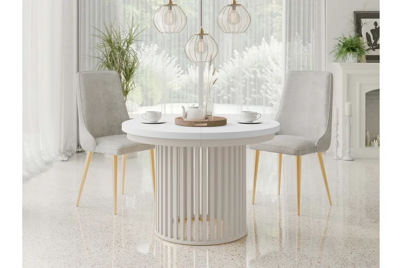 Rivale Ruokapöytä 100 cm, pyöreä - Valkoinen/Beige - Huonekalut - Pöytä & ruokailuryhmä - Ruokapöydät & keittiön pöydät
