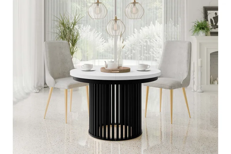 Rivale Ruokapöytä 100 cm, pyöreä - Valkoinen/Musta - Huonekalut - Pöytä & ruokailuryhmä - Ruokapöydät & keittiön pöydät
