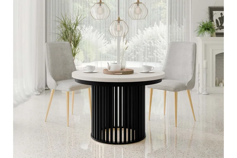 Rivale Ruokapöytä 100 cm, pyöreä - Beige/Musta - Huonekalut - Pöytä & ruokailuryhmä - Ruokapöydät & keittiön pöydät